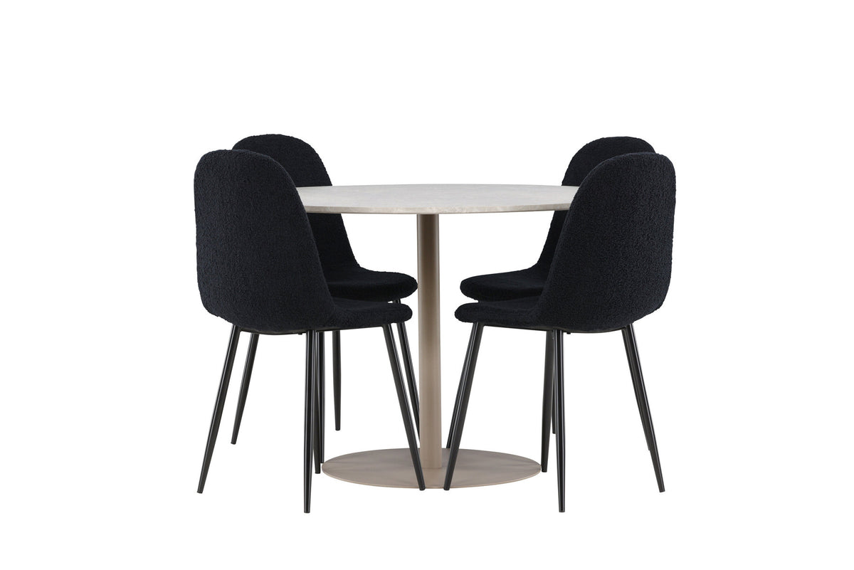 Lycke Esstisch mit Polar Stühlen in Schwarz präsentiert im Onlineshop von KAQTU Design AG. Esszimmerset ist von Venture Home
