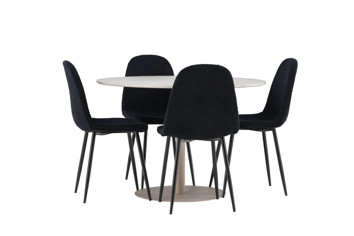 Lycke Esstisch mit Polar Stühlen in Schwarz präsentiert im Onlineshop von KAQTU Design AG. Esszimmerset ist von Venture Home