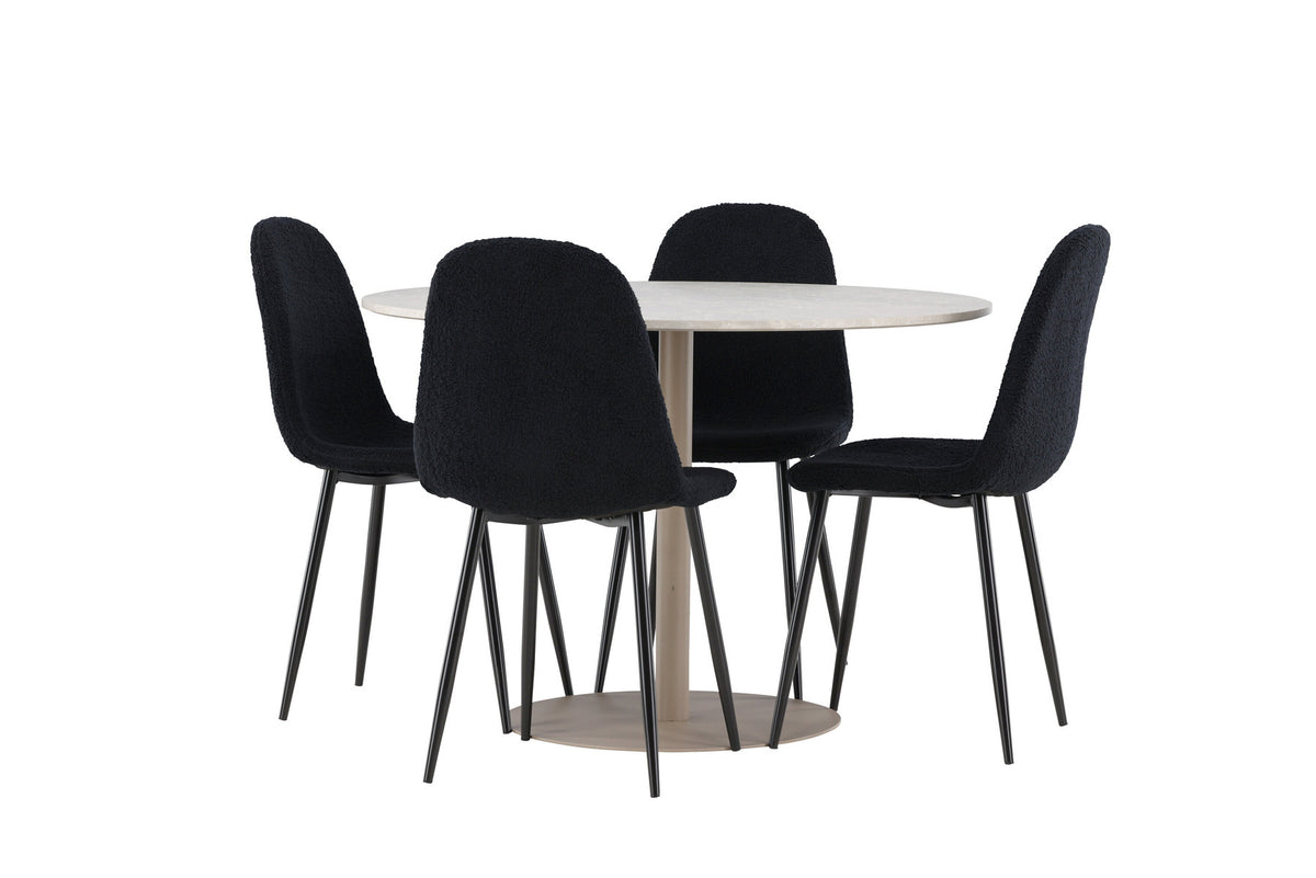 Lycke Esstisch mit Polar Stühlen in Schwarz präsentiert im Onlineshop von KAQTU Design AG. Esszimmerset ist von Venture Home