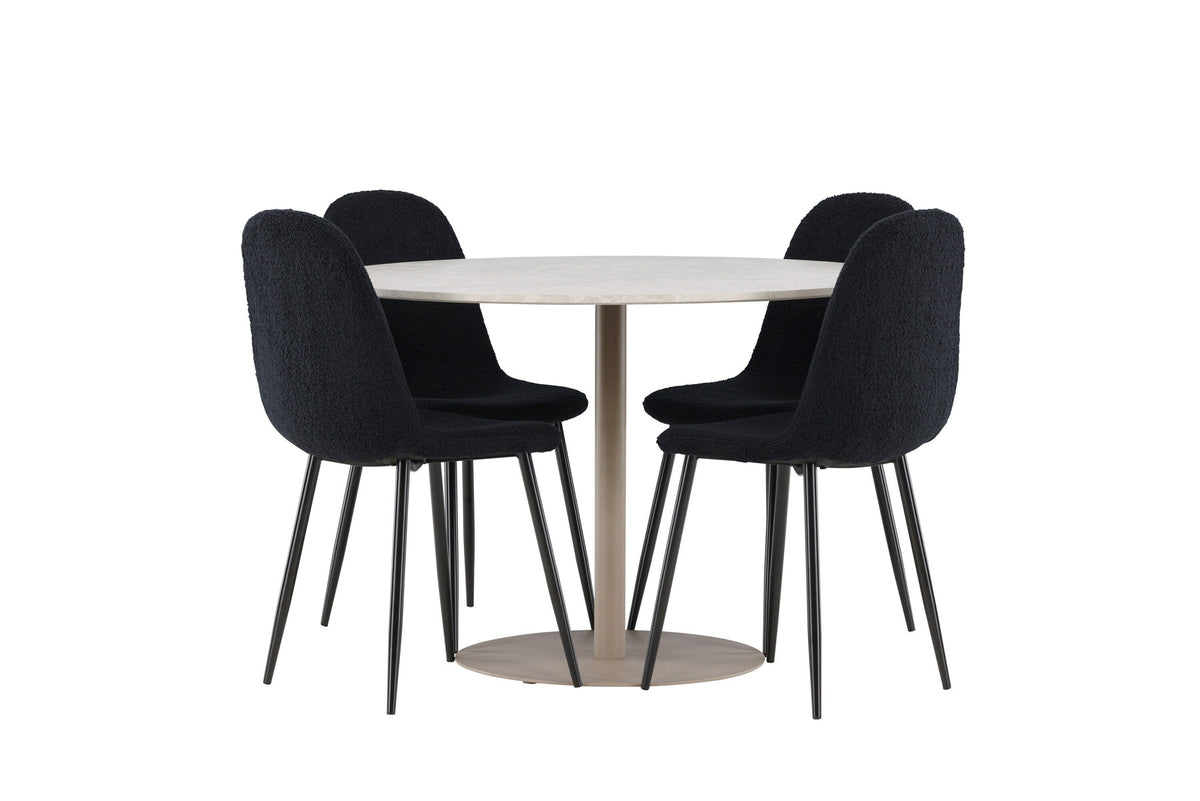 Lycke Esstisch mit Polar Stühlen in Schwarz präsentiert im Onlineshop von KAQTU Design AG. Esszimmerset ist von Venture Home