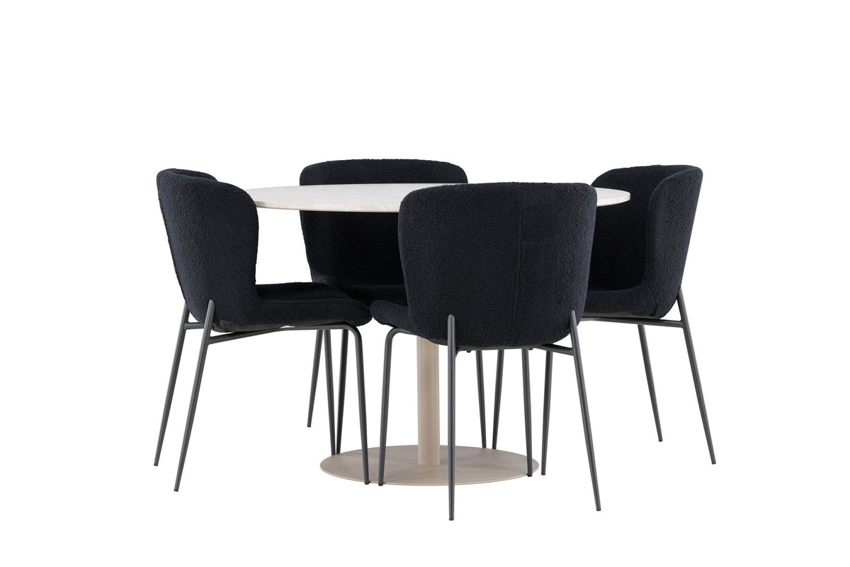 Lycke Esstisch mit Modesto Stühlen in Schwarz präsentiert im Onlineshop von KAQTU Design AG. Esszimmerset ist von Venture Home