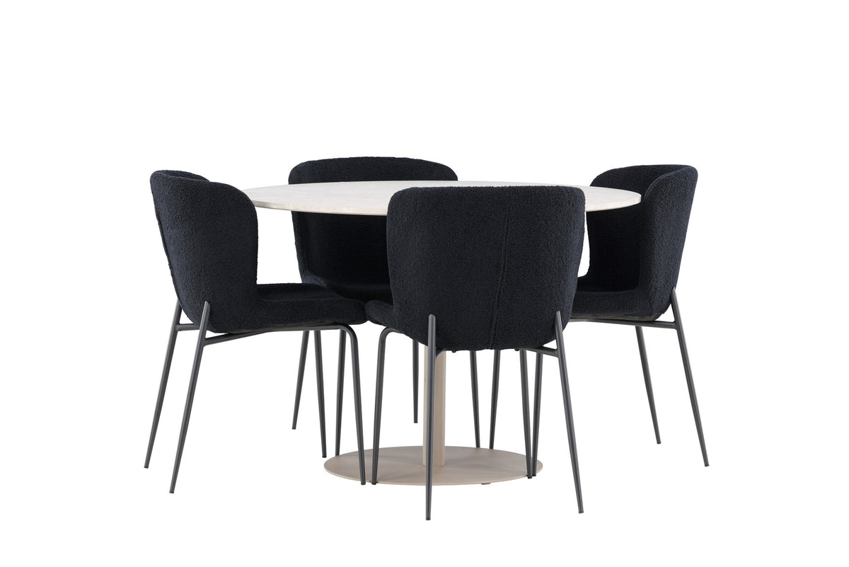 Lycke Esstisch mit Modesto Stühlen in Schwarz präsentiert im Onlineshop von KAQTU Design AG. Esszimmerset ist von Venture Home
