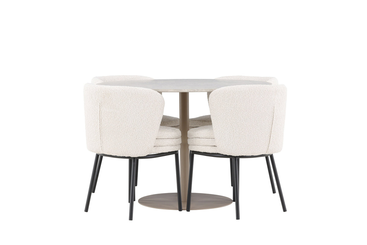 Lycke Esstisch mit Agnes Stühlen in Weiss präsentiert im Onlineshop von KAQTU Design AG. Esszimmerset ist von Venture Home