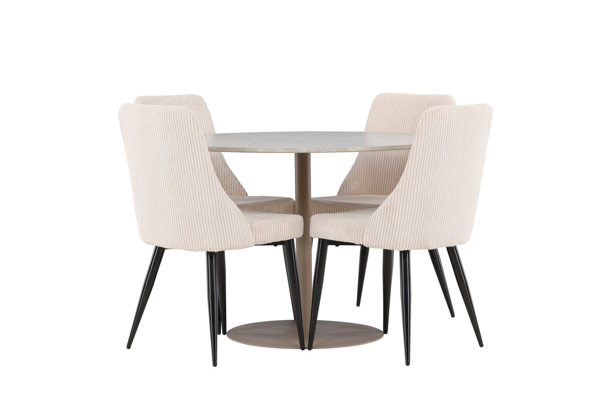 Lycke Esstisch mit Leone Stühlen in Beige präsentiert im Onlineshop von KAQTU Design AG. Esszimmerset ist von Venture Home