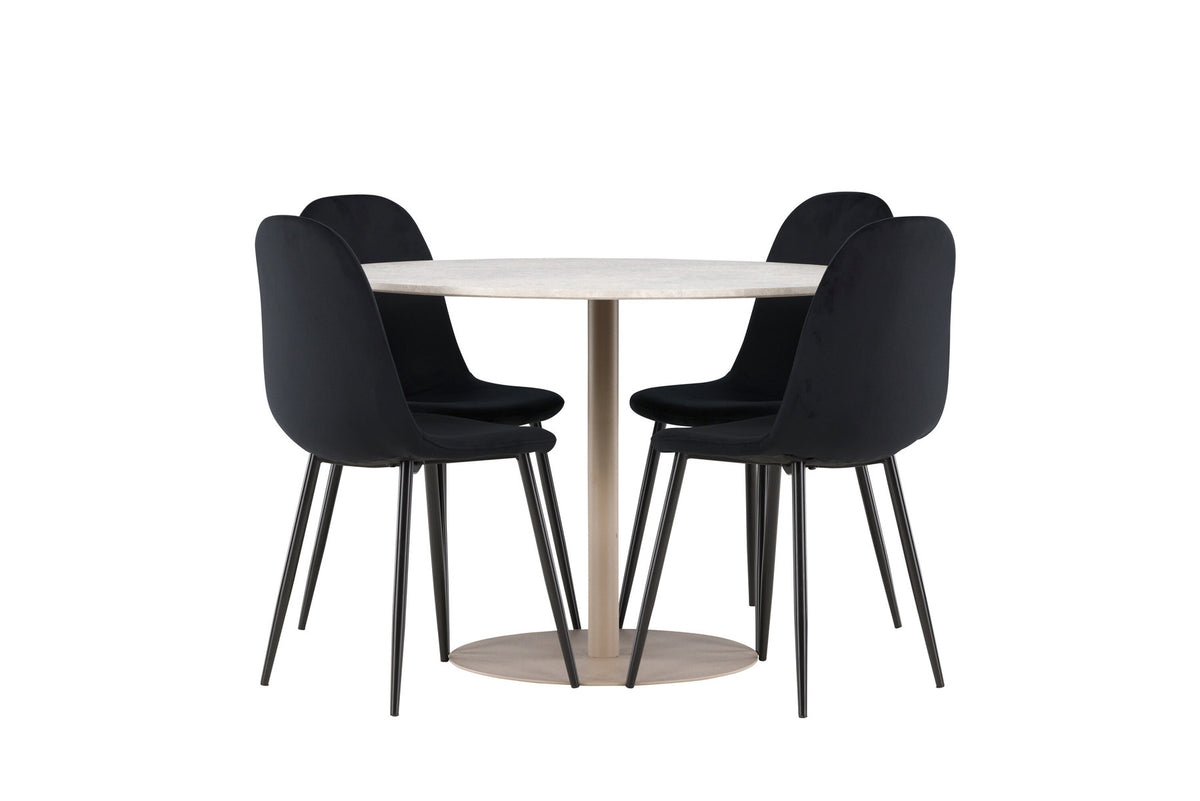 Lycke Esstisch mit Polar Stühlen in Schwarz präsentiert im Onlineshop von KAQTU Design AG. Esszimmerset ist von Venture Home