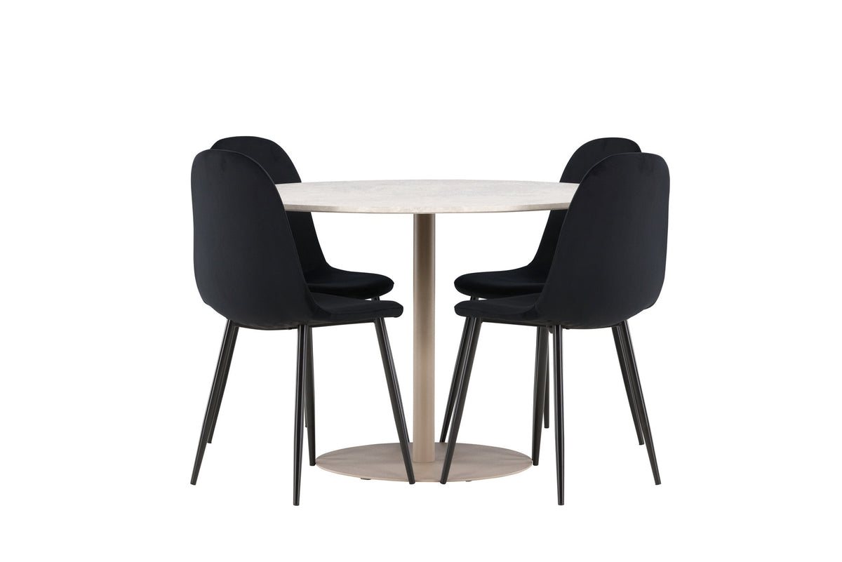 Lycke Esstisch mit Polar Stühlen in Schwarz präsentiert im Onlineshop von KAQTU Design AG. Esszimmerset ist von Venture Home
