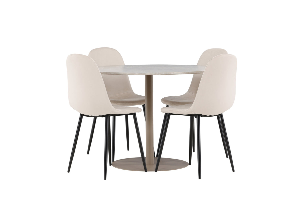 Lycke Esstisch mit Polar Stühlen in Beige präsentiert im Onlineshop von KAQTU Design AG. Esszimmerset ist von Venture Home