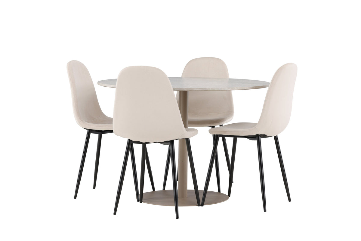 Lycke Esstisch mit Polar Stühlen in Beige präsentiert im Onlineshop von KAQTU Design AG. Esszimmerset ist von Venture Home