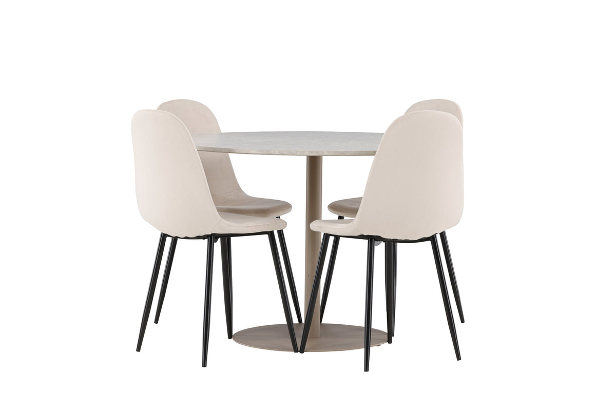 Lycke Esstisch mit Polar Stühlen in Beige präsentiert im Onlineshop von KAQTU Design AG. Esszimmerset ist von Venture Home