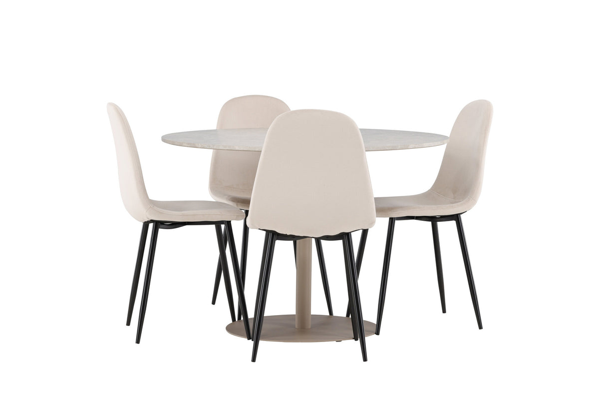 Lycke Esstisch mit Polar Stühlen in Beige präsentiert im Onlineshop von KAQTU Design AG. Esszimmerset ist von Venture Home