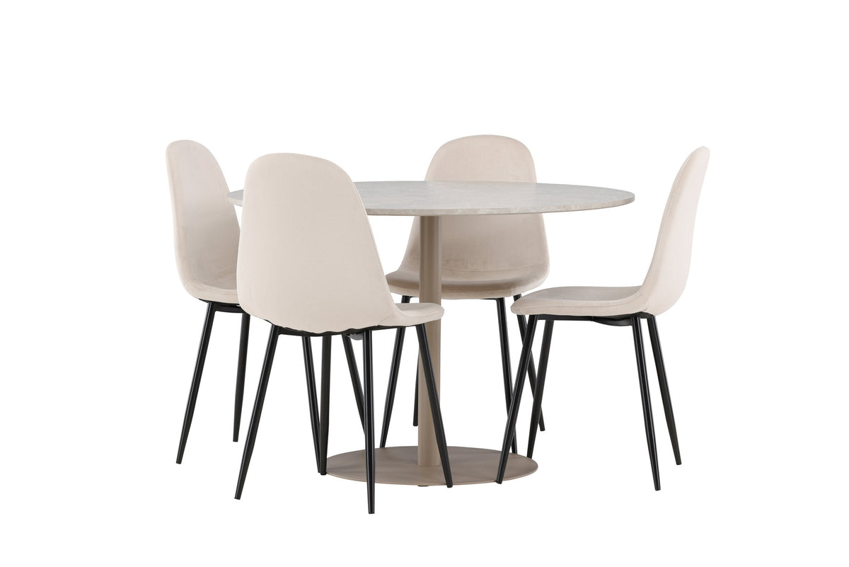 Lycke Esstisch mit Polar Stühlen in Beige präsentiert im Onlineshop von KAQTU Design AG. Esszimmerset ist von Venture Home