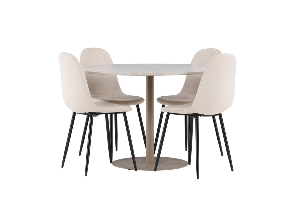Lycke Esstisch mit Polar Stühlen in Beige präsentiert im Onlineshop von KAQTU Design AG. Esszimmerset ist von Venture Home