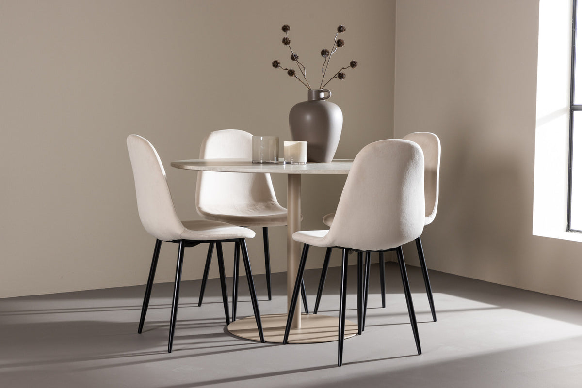 Lycke Esstisch mit Polar Stühlen in Beige präsentiert im Onlineshop von KAQTU Design AG. Esszimmerset ist von Venture Home