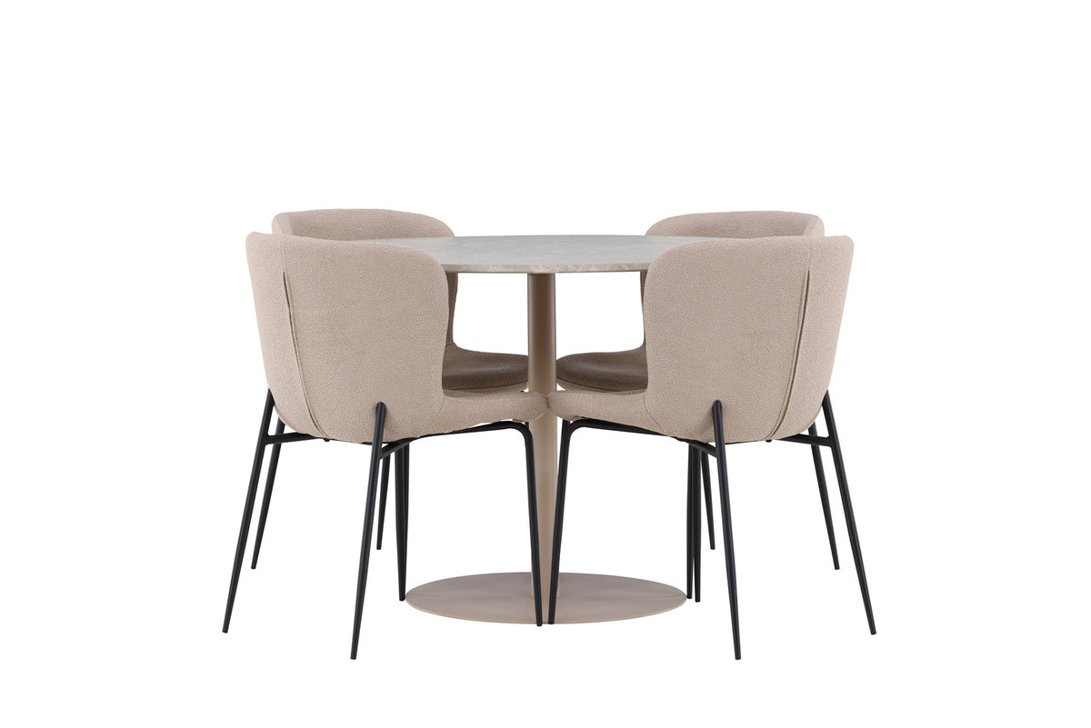 Lycke Esstisch mit Modesto Stühlen in Beige präsentiert im Onlineshop von KAQTU Design AG. Esszimmerset ist von Venture Home