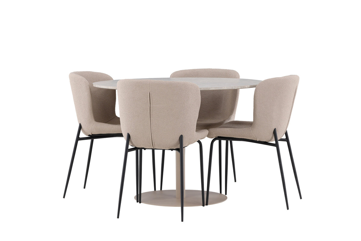 Lycke Esstisch mit Modesto Stühlen in Beige präsentiert im Onlineshop von KAQTU Design AG. Esszimmerset ist von Venture Home