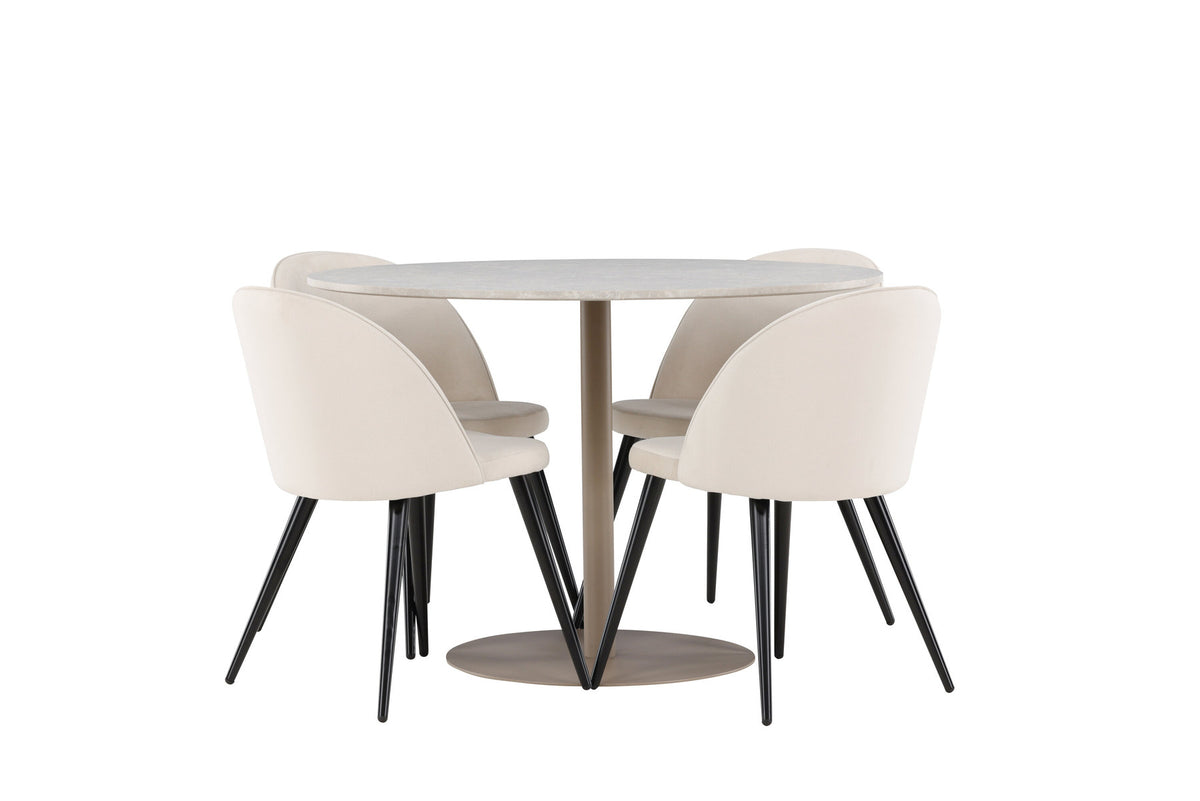 Lycke Esstisch mit Velvet Stühlen in Beige präsentiert im Onlineshop von KAQTU Design AG. Esszimmerset ist von Venture Home