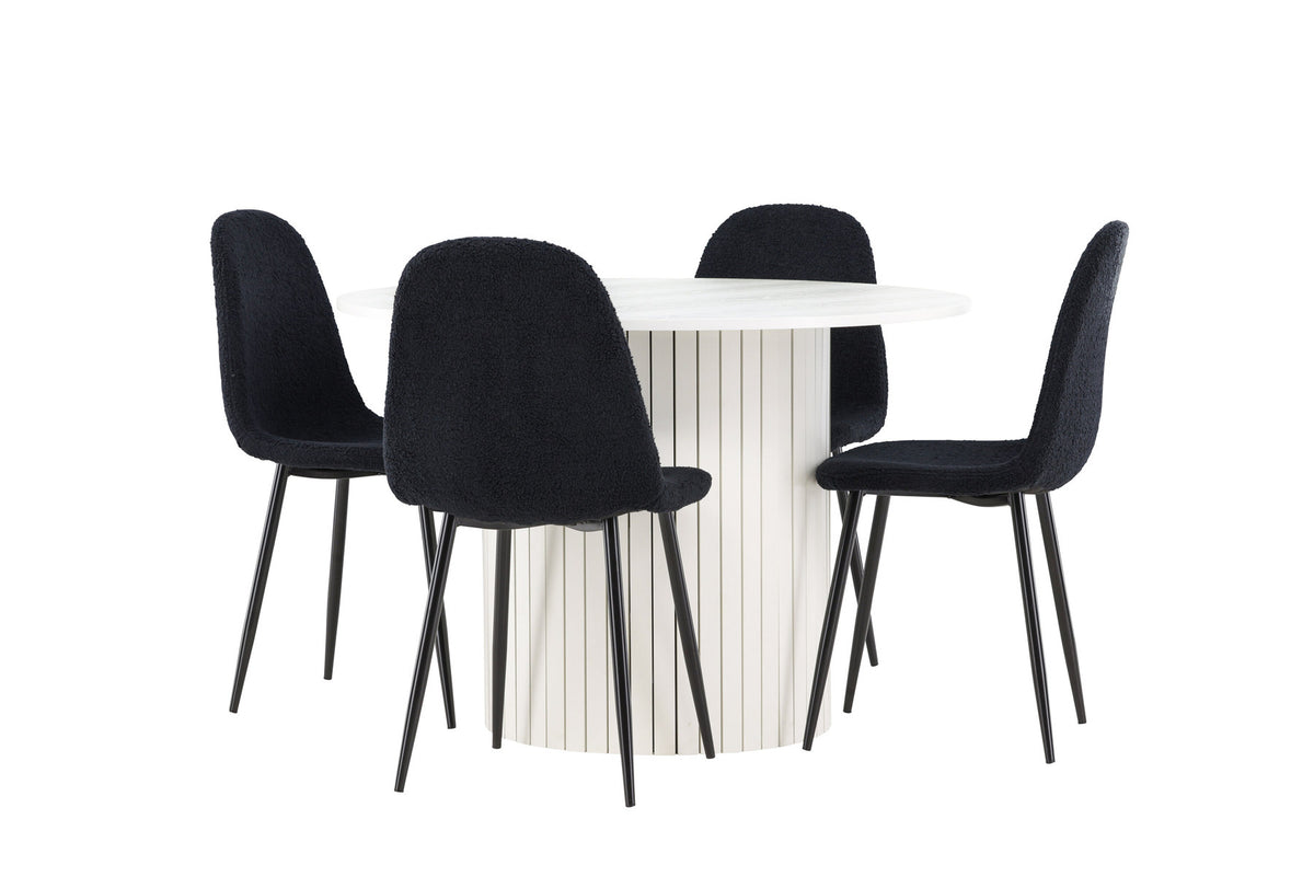 Härön Esstisch mit Polar Stühlen in Schwarz präsentiert im Onlineshop von KAQTU Design AG. Esszimmerset ist von Venture Home