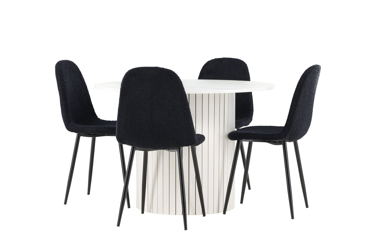 Härön Esstisch mit Polar Stühlen in Schwarz präsentiert im Onlineshop von KAQTU Design AG. Esszimmerset ist von Venture Home