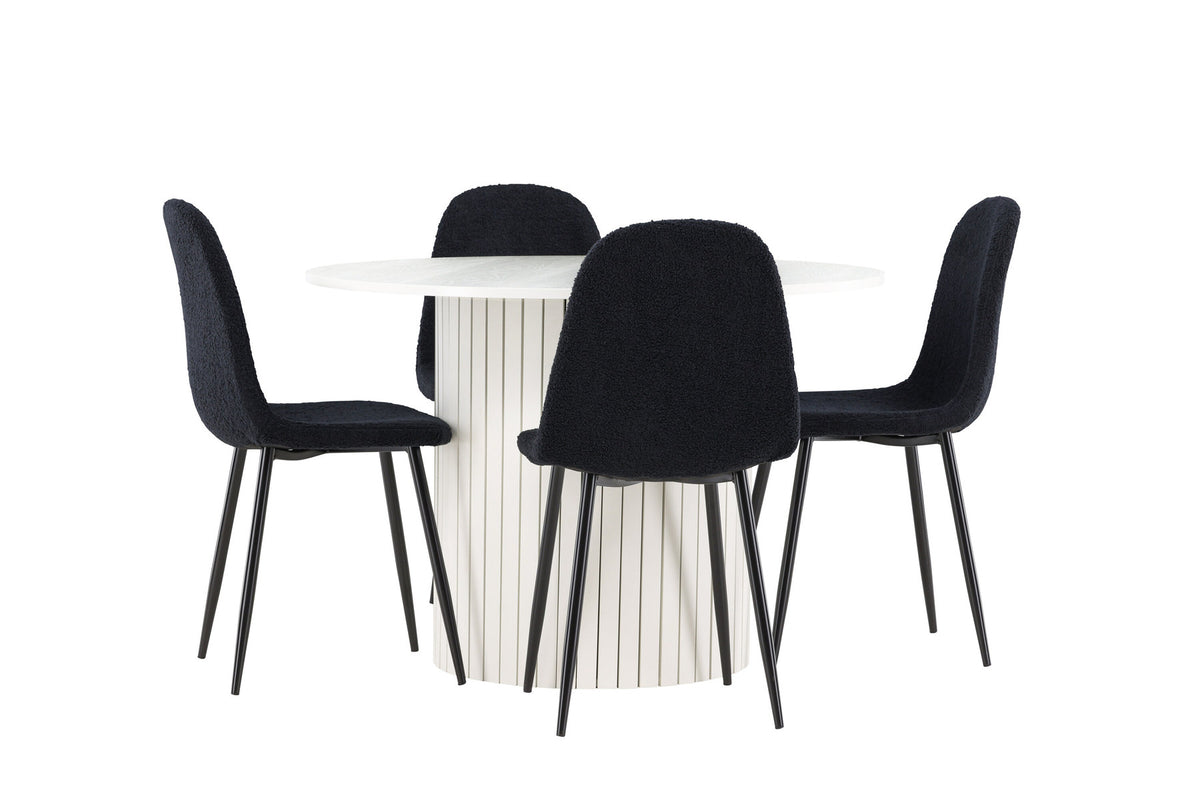 Härön Esstisch mit Polar Stühlen in Schwarz präsentiert im Onlineshop von KAQTU Design AG. Esszimmerset ist von Venture Home