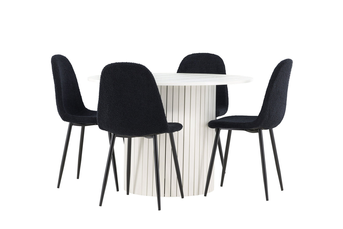 Härön Esstisch mit Polar Stühlen in Schwarz präsentiert im Onlineshop von KAQTU Design AG. Esszimmerset ist von Venture Home