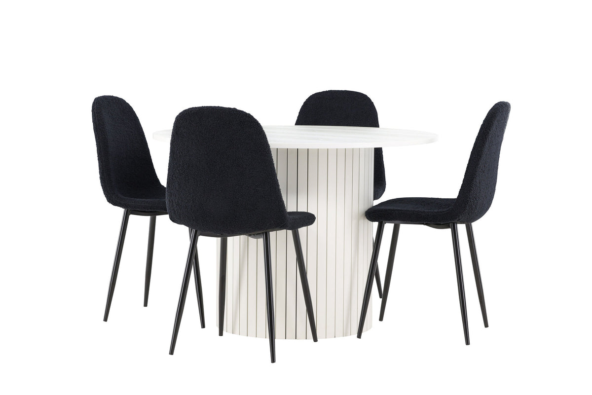 Härön Esstisch mit Polar Stühlen in Schwarz präsentiert im Onlineshop von KAQTU Design AG. Esszimmerset ist von Venture Home