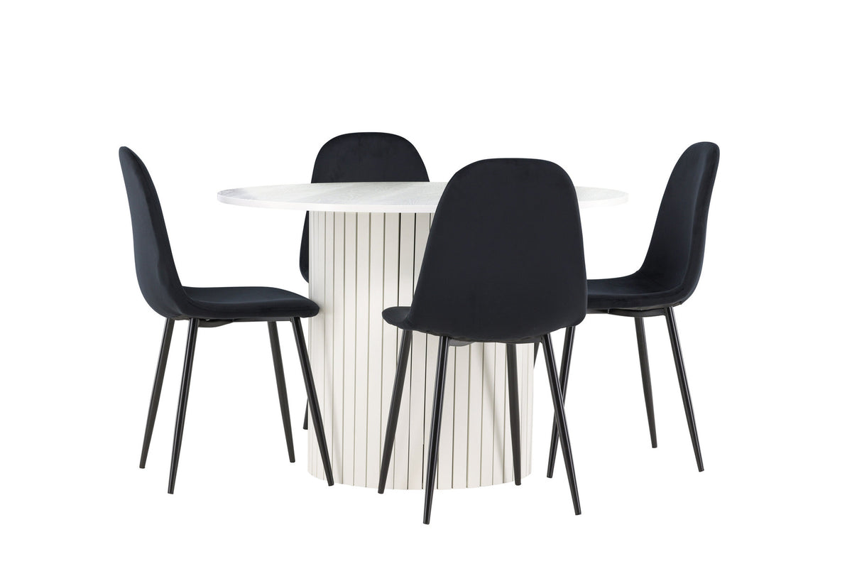 Härön Esstisch mit Polar Stühlen in Schwarz präsentiert im Onlineshop von KAQTU Design AG. Esszimmerset ist von Venture Home