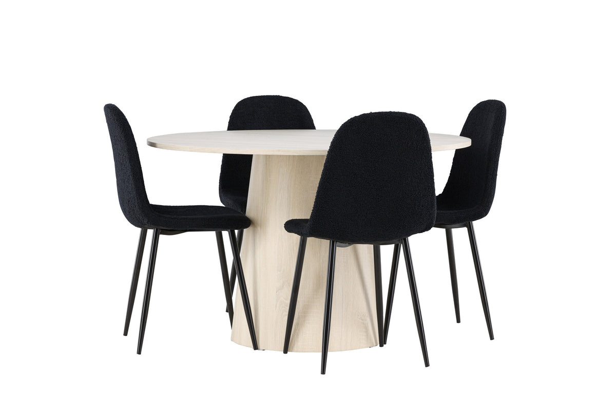 Lanzo Esstisch mit Polar Stühlen in Schwarz präsentiert im Onlineshop von KAQTU Design AG. Esszimmerset ist von Venture Home