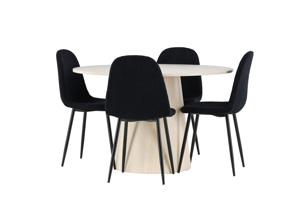 Lanzo Esstisch mit Polar Stühlen in Schwarz präsentiert im Onlineshop von KAQTU Design AG. Esszimmerset ist von Venture Home