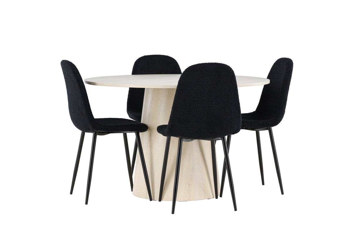 Lanzo Esstisch mit Polar Stühlen in Schwarz präsentiert im Onlineshop von KAQTU Design AG. Esszimmerset ist von Venture Home