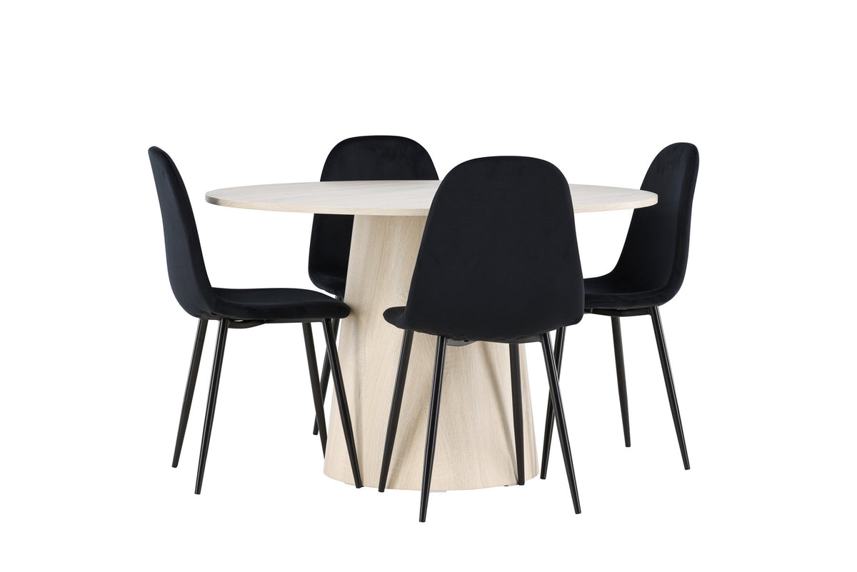Lanzo Esstisch mit Polar Stühlen in Schwarz präsentiert im Onlineshop von KAQTU Design AG. Esszimmerset ist von Venture Home