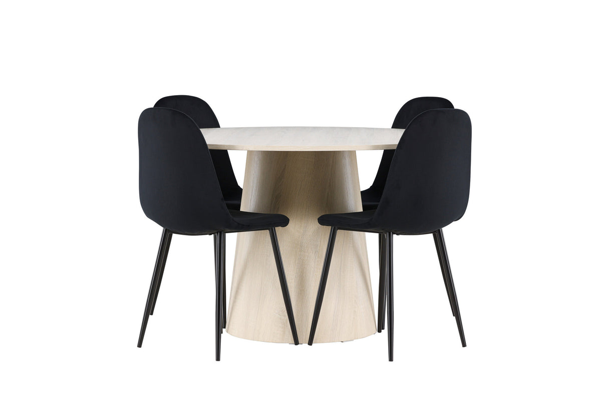 Lanzo Esstisch mit Polar Stühlen in Schwarz präsentiert im Onlineshop von KAQTU Design AG. Esszimmerset ist von Venture Home