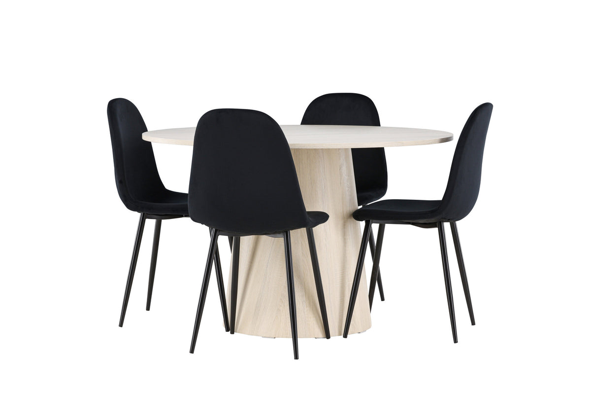 Lanzo Esstisch mit Polar Stühlen in Schwarz präsentiert im Onlineshop von KAQTU Design AG. Esszimmerset ist von Venture Home