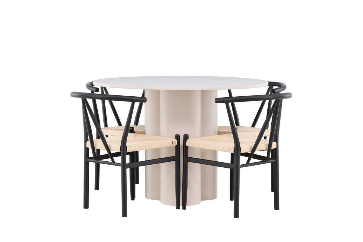Olivia Esstisch mit Stühlen Alfons in Schwarz präsentiert im Onlineshop von KAQTU Design AG. Esszimmerset ist von Venture Home