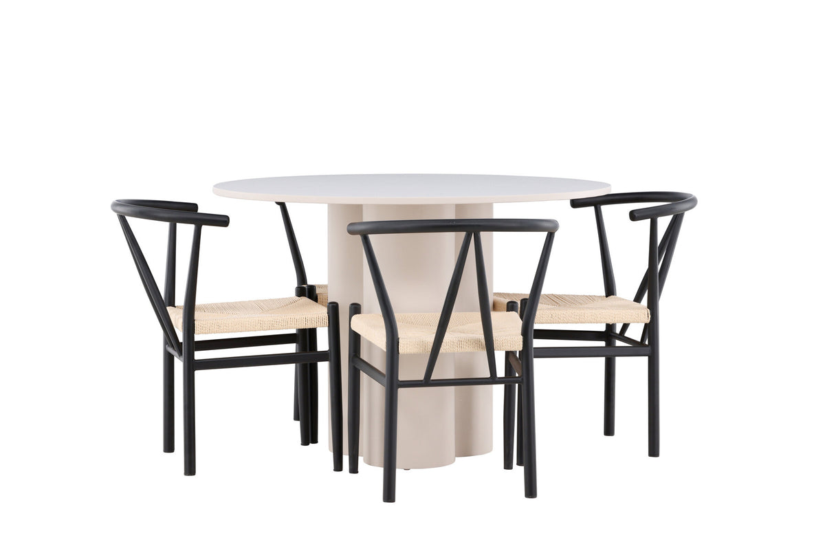 Olivia Esstisch mit Stühlen Alfons in Schwarz präsentiert im Onlineshop von KAQTU Design AG. Esszimmerset ist von Venture Home
