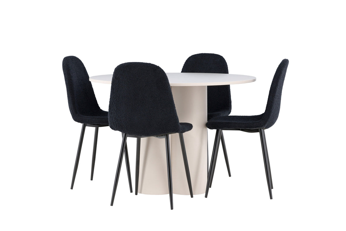 Olivia Esstisch mit Polar Stühlen in Schwarz präsentiert im Onlineshop von KAQTU Design AG. Esszimmerset ist von Venture Home