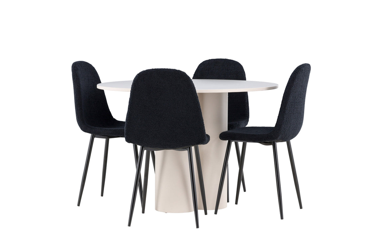 Olivia Esstisch mit Polar Stühlen in Schwarz präsentiert im Onlineshop von KAQTU Design AG. Esszimmerset ist von Venture Home