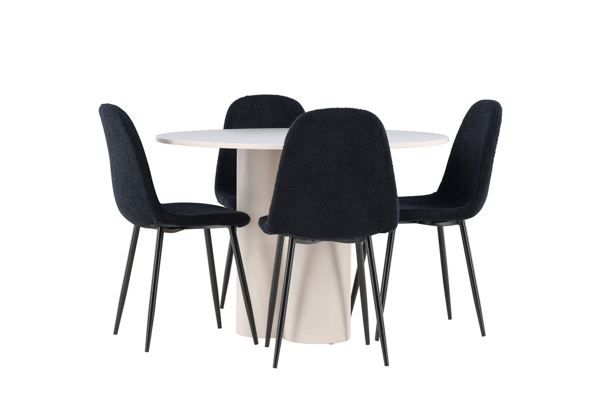 Olivia Esstisch mit Polar Stühlen in Schwarz präsentiert im Onlineshop von KAQTU Design AG. Esszimmerset ist von Venture Home