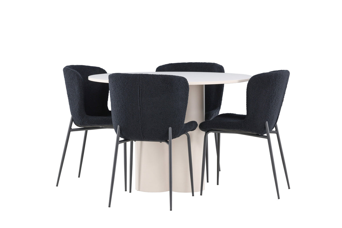 Olivia Esstisch mit Modesto Stühlen in Schwarz präsentiert im Onlineshop von KAQTU Design AG. Esszimmerset ist von Venture Home