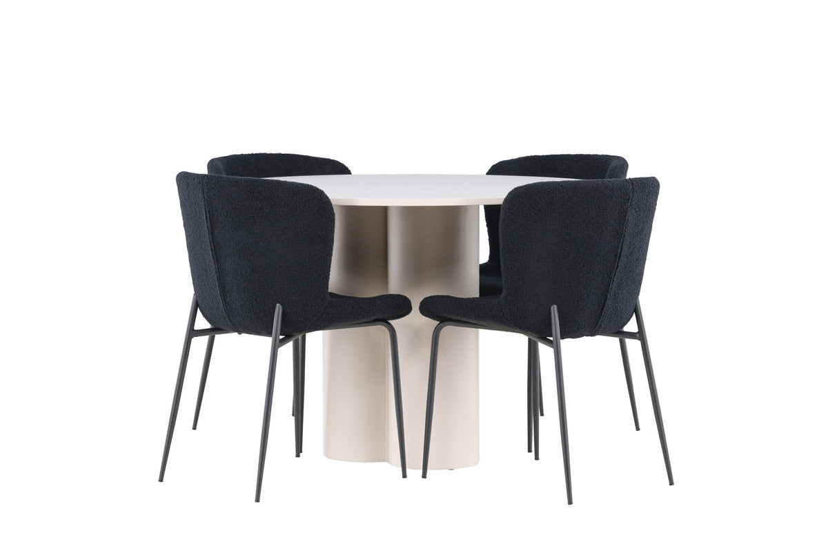 Olivia Esstisch mit Modesto Stühlen in Schwarz präsentiert im Onlineshop von KAQTU Design AG. Esszimmerset ist von Venture Home