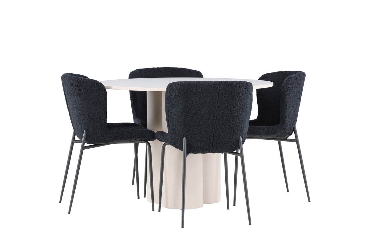 Olivia Esstisch mit Modesto Stühlen in Schwarz präsentiert im Onlineshop von KAQTU Design AG. Esszimmerset ist von Venture Home