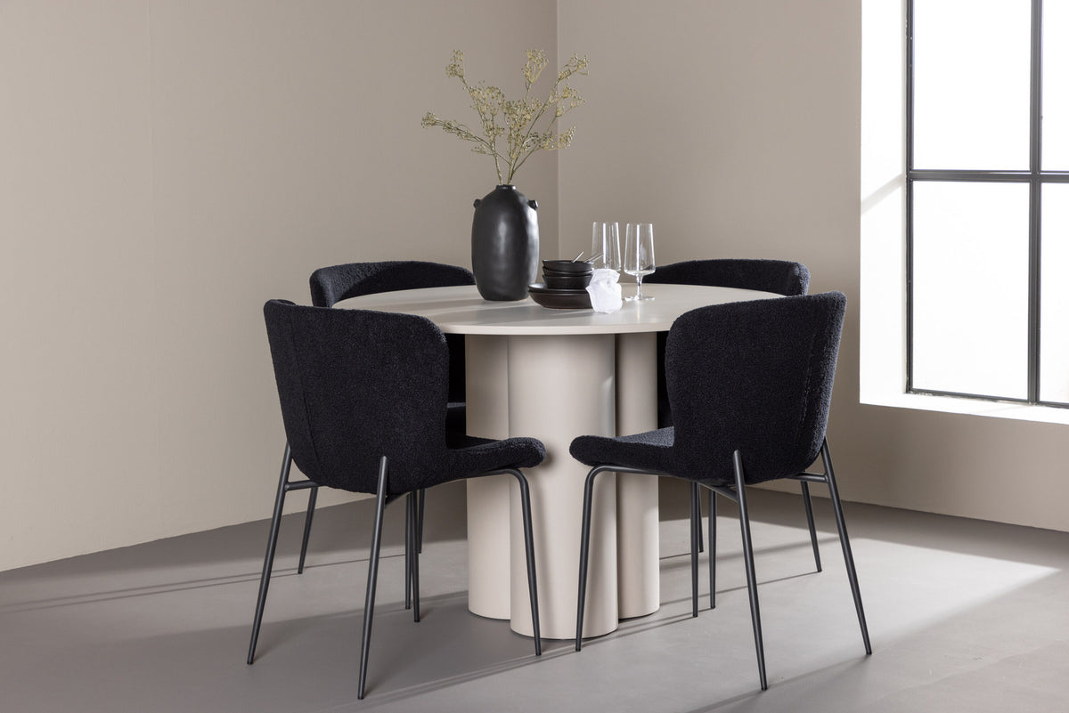 Olivia Esstisch mit Modesto Stühlen in Schwarz präsentiert im Onlineshop von KAQTU Design AG. Esszimmerset ist von Venture Home