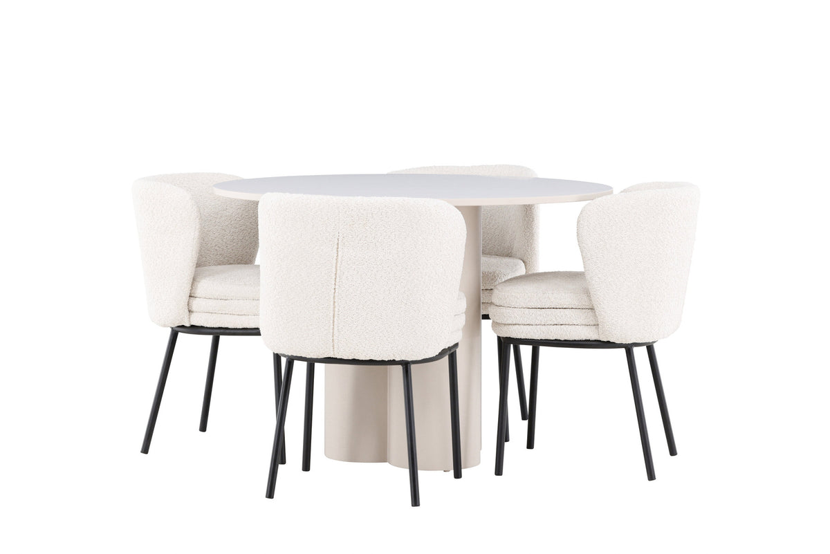 Olivia Esstisch mit Agnes Stühlen in Weiss präsentiert im Onlineshop von KAQTU Design AG. Esszimmerset ist von Venture Home