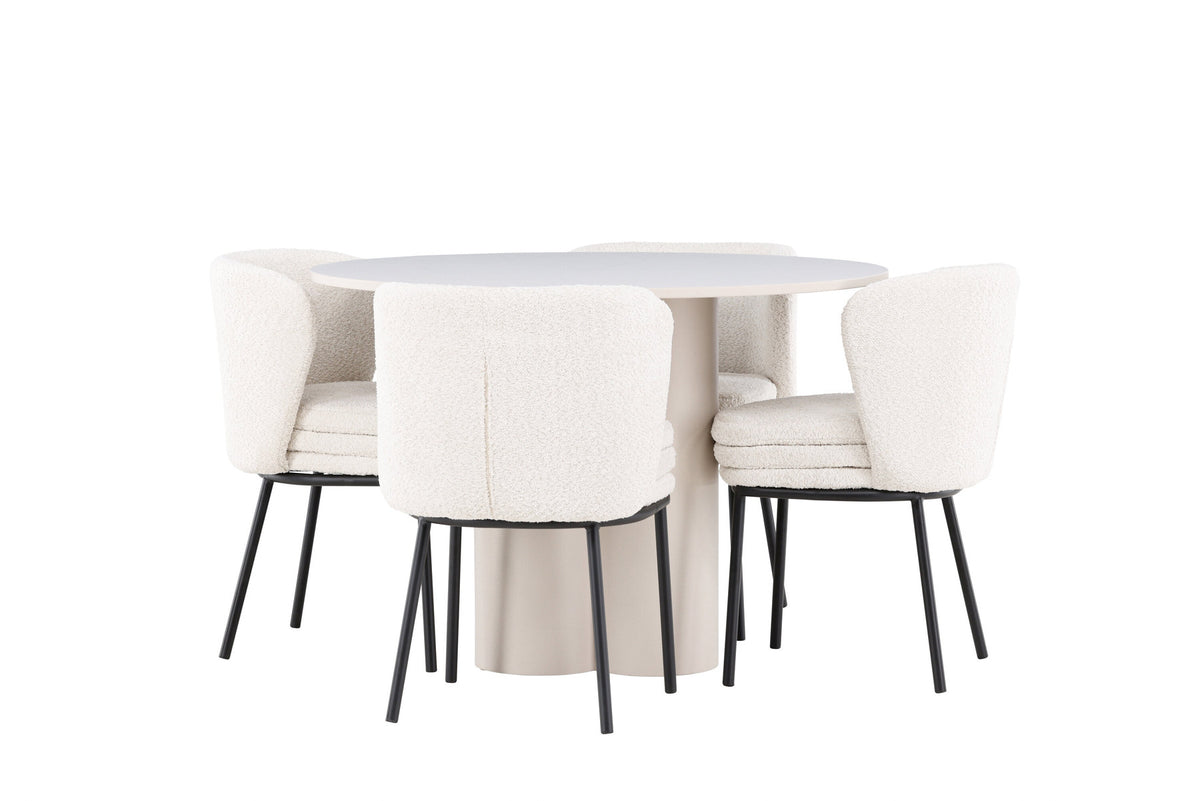 Olivia Esstisch mit Agnes Stühlen in Weiss präsentiert im Onlineshop von KAQTU Design AG. Esszimmerset ist von Venture Home