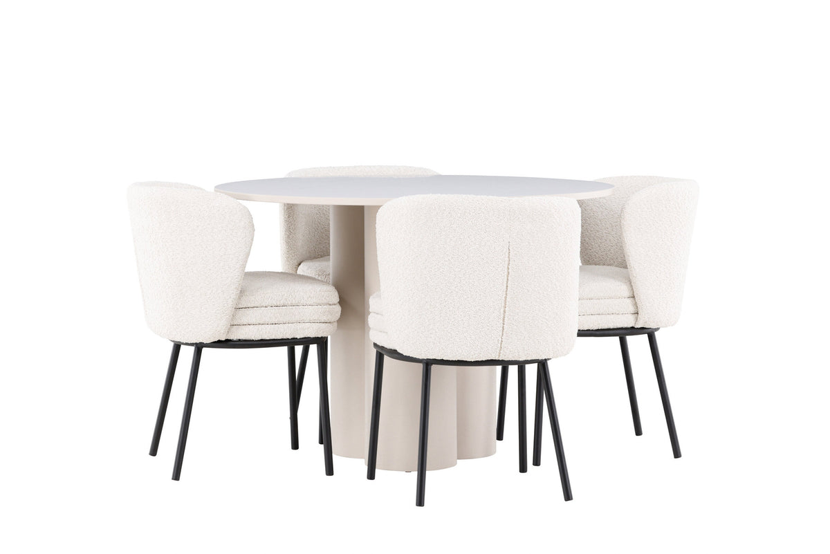 Olivia Esstisch mit Agnes Stühlen in Weiss präsentiert im Onlineshop von KAQTU Design AG. Esszimmerset ist von Venture Home