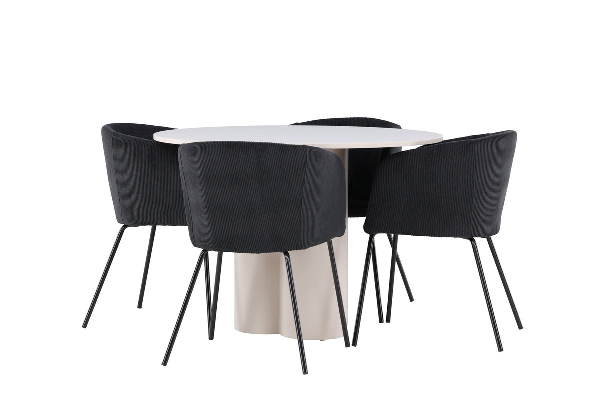 Olivia Esstisch mit Stühlen von Berit in Schwarz präsentiert im Onlineshop von KAQTU Design AG. Esszimmerset ist von Venture Home