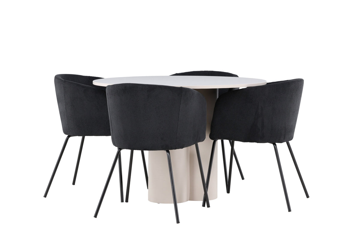 Olivia Esstisch mit Stühlen von Berit in Schwarz präsentiert im Onlineshop von KAQTU Design AG. Esszimmerset ist von Venture Home