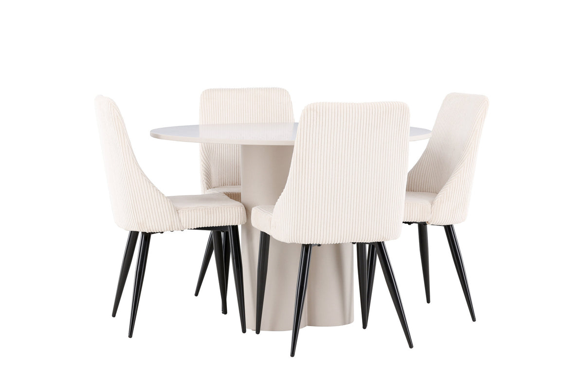 Olivia Esstisch mit Leone Stühlen in Beige präsentiert im Onlineshop von KAQTU Design AG. Esszimmerset ist von Venture Home