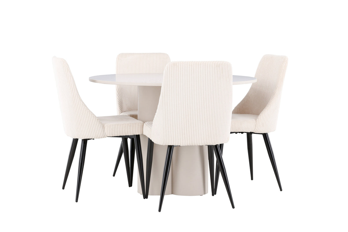 Olivia Esstisch mit Leone Stühlen in Beige präsentiert im Onlineshop von KAQTU Design AG. Esszimmerset ist von Venture Home