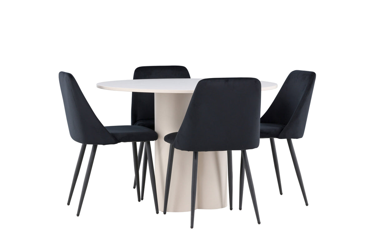 Olivia Esstisch mit Night Stühlen in Schwarz präsentiert im Onlineshop von KAQTU Design AG. Esszimmerset ist von Venture Home