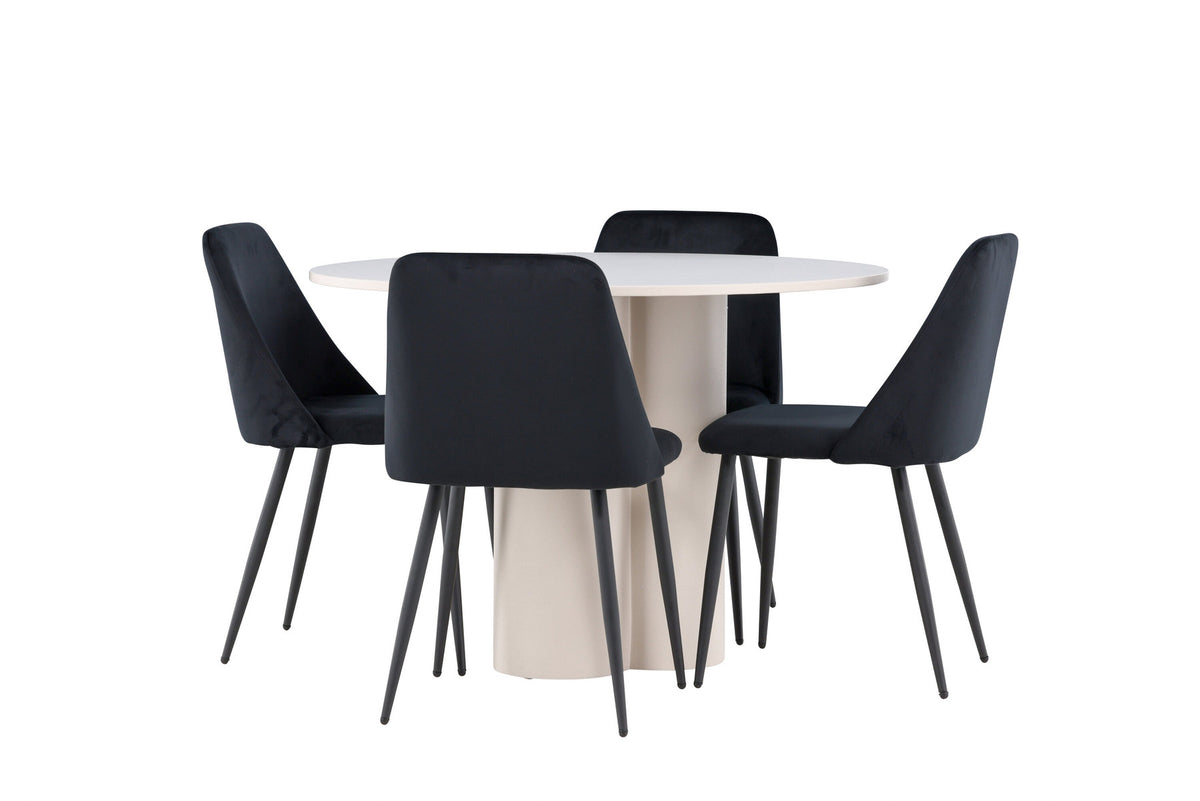 Olivia Esstisch mit Night Stühlen in Schwarz präsentiert im Onlineshop von KAQTU Design AG. Esszimmerset ist von Venture Home